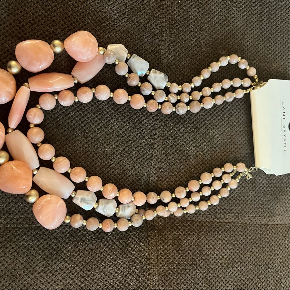 Lane Bryant Pink and Gold Beaded Necklace - Picture 2 of 6